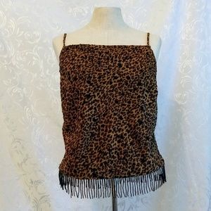 Cachet Beaded Leopard Print Crop Top